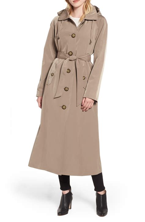 women's trench coat with hood and removable lining